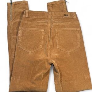 PAIGE Caramel Corduroy Skinny Ankle Zip Pants Size 24